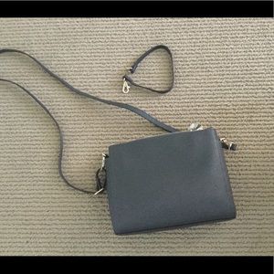 Lo & Sons Charcoal Grey Saffiano Leather Bag.